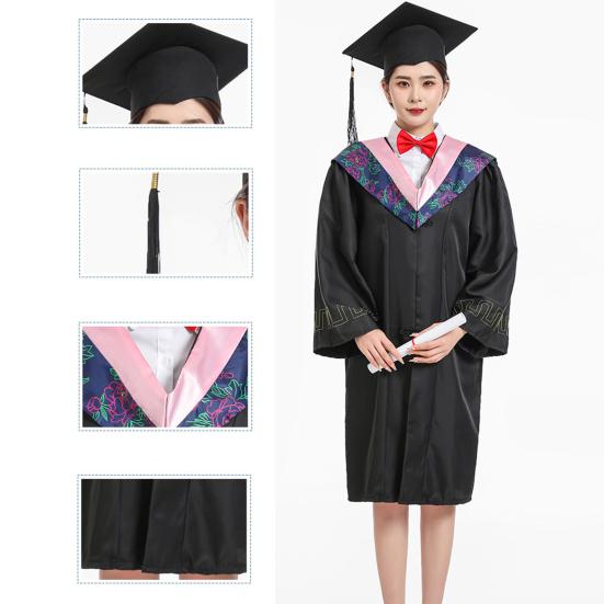 Матовая выпускная мантия бакалавра, шапочка с кисточками, комплект с V-образным вырезом и длинными рукавами, выпускной комплект с шапочкой и мантией, реквизит для фотосессий на выпускной