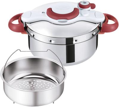 Скороварка Tefal для 2–4 человек, совместимая с газовым огнем IH, Easy, 10 лет гарантии, Minit Easy Ruby P4620669, 4,5 л, открывается/закрывается, «Crypso Red»