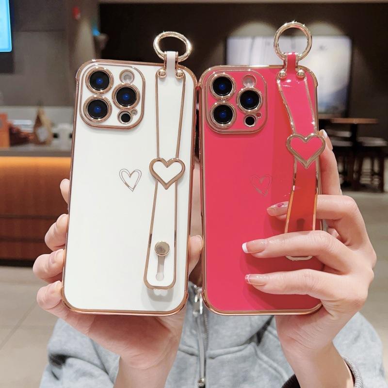 Гальваника Любовь Подходит для iPhone17promax Полый Браслет-ремешок на запястье с Любовью Apple 16 Держатель Защитная Крышка 15 Мягкий