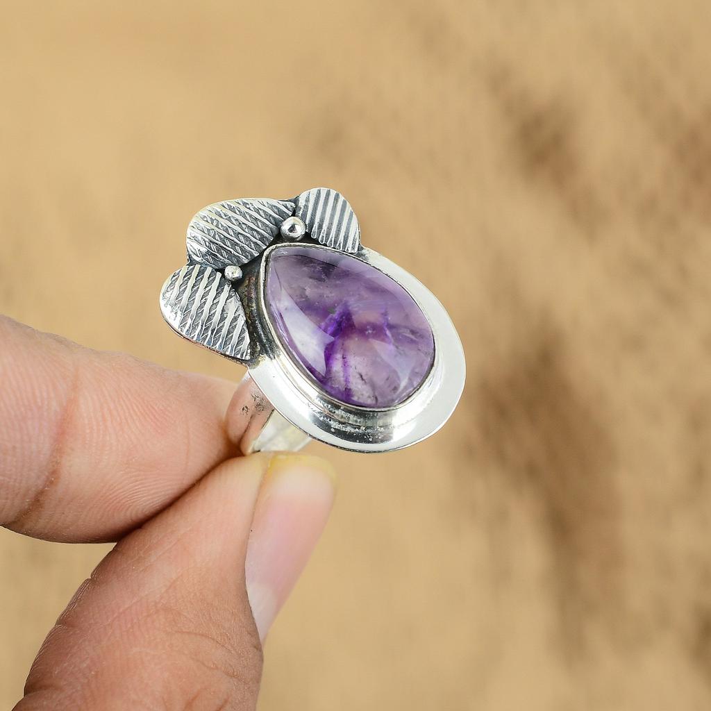 Mothers Day Sale Sterling Silver Star Amethyst Stone Stackable Wife Ring Jewelry