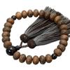 Мужские буддийские молитвенные бусы, в стиле Кё, изготовленные из японского дерева Энджу (27 мандариновых бусин), коричневые кристаллы кварца и шелковая кисточка с