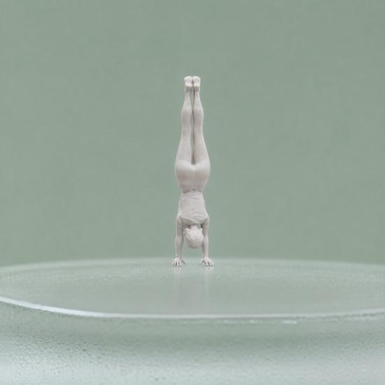 Inverted Girl Figurine, 3D Printed Inverted Athlete Statue, White Sporty Girl Sculpture for Home Table Shelf Decor