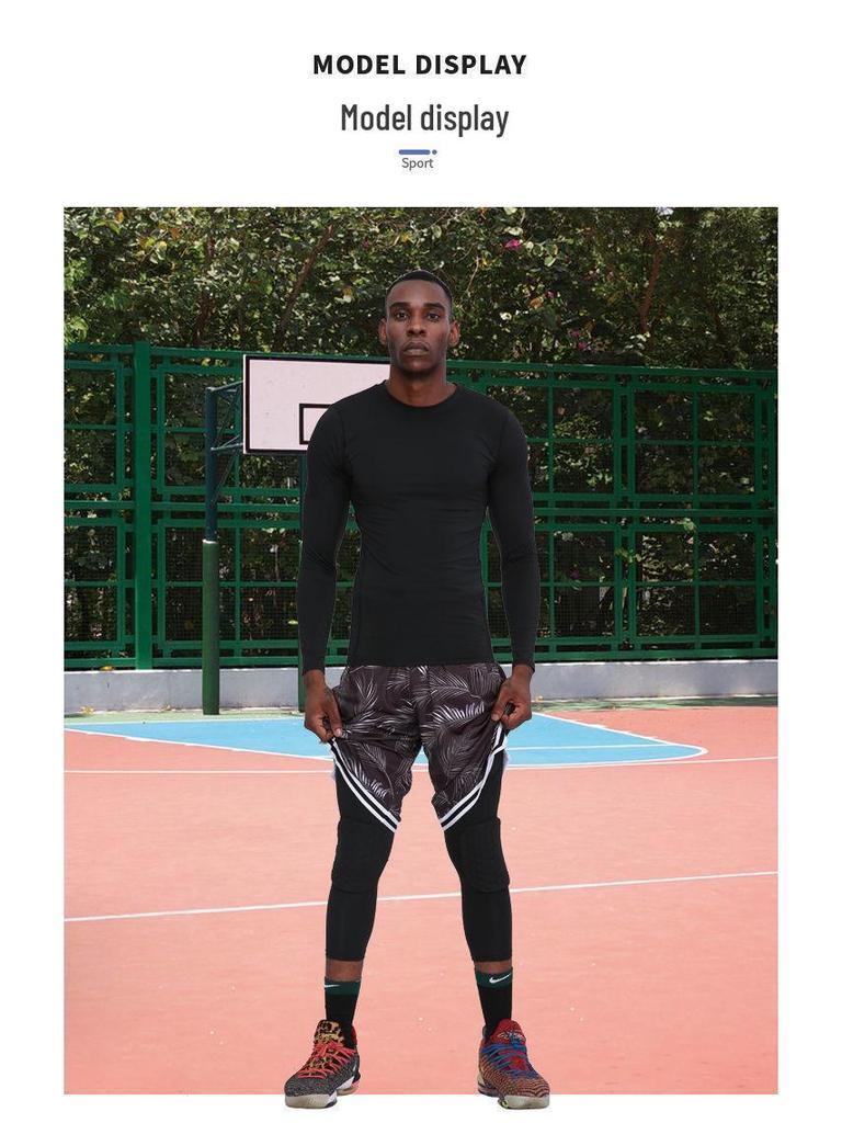 Мужские компрессионные баскетбольные штаны длиной семь восьмых с сотовой структурой и защитой коленей