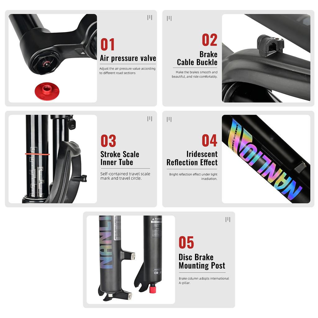 Вилки подвески велосипеда с прямой трубкой, вилка для горного велосипеда с регулировкой отскока воздушной вилки MTB 29 дюймов