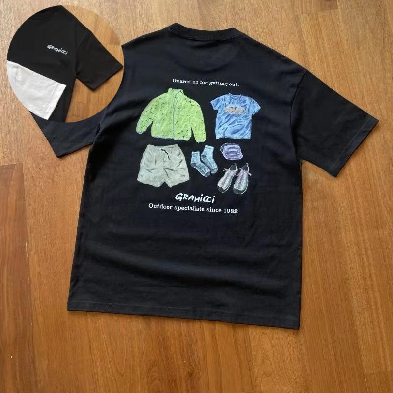 New Summer Outdoor Fashion Cotton Gramicci Tee Printed Streetwear Casual Crew Neck Unisex Short Sleeve Loose T Shirt Men Women