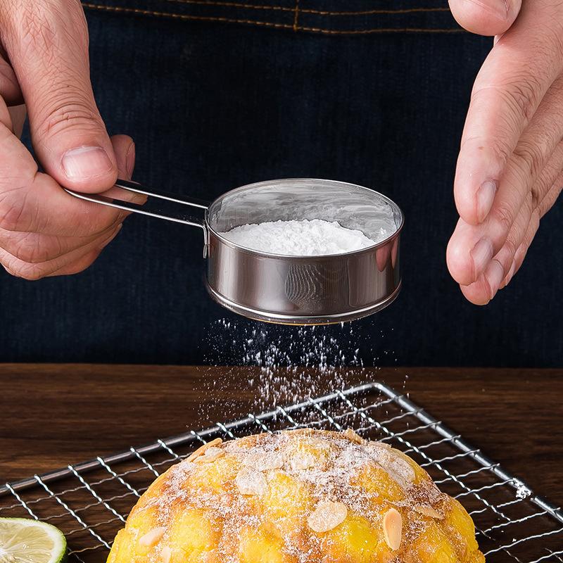 Сито для муки из нержавеющей стали с ручкой, 40 ячеек, круглый фильтр для кофе, сахара, пудры, шейкеры, инструменты для выпечки