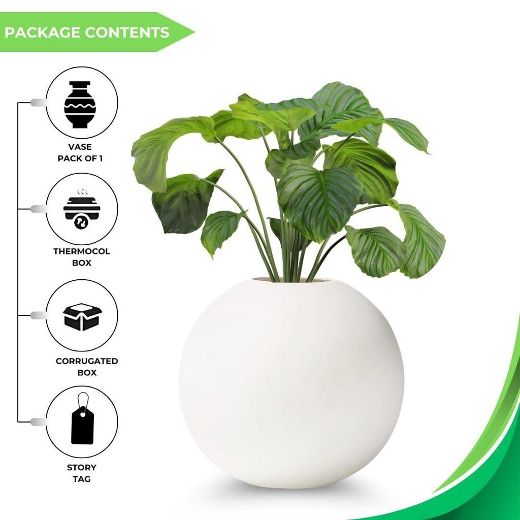 Новейшая керамическая 'Белая круглая ваза' 4 дюйма - Набор из 1 | Декоративная круглая ваза для сухоцветов и пампасной травы | Вазы для домашнего декора,