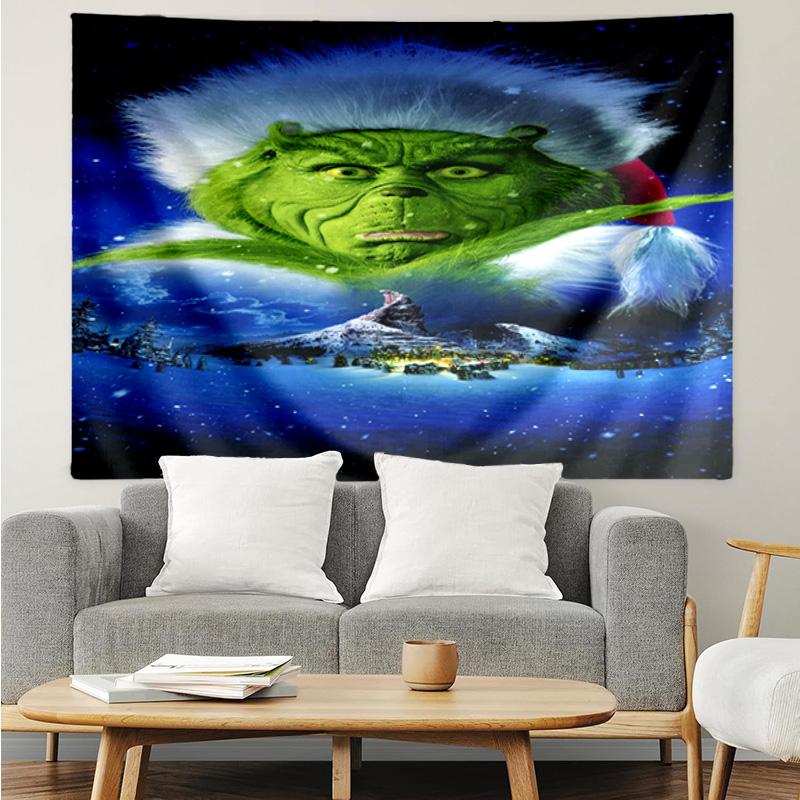 1PC Green monster Christmas Spirit K-pop music group Tapestry Accessories for Bedroom,Livingroom, dormitory Room Wall Decor Fan Birthday Gifts
