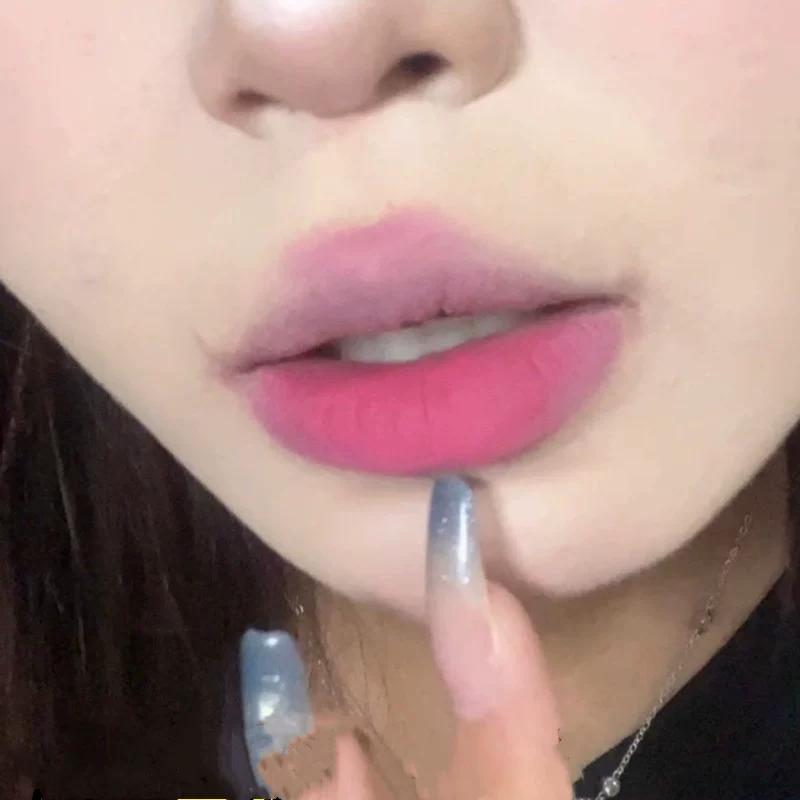 Gray flour Taro color lipstick! Cool Lip Mud Olive Leather Nude Low Saturated Plain Lip Glaze White Matte Lipstick