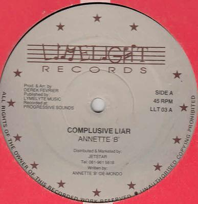 12-дюймовая пластинка ANNETTE B DEMONDO Compulsive Liar Skin Ketch A Dub LLT03 Limelight Recor UK Регги Ска Даб Б/у