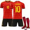 Подростки Дети Взрослые Индивидуальное Имя Футбольная Форма 2026 Чемпионат Мира по Футболу Бельгия Домашняя #10 Лукаку Тренировочный Комплект с Носками