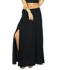 Women Black Pencil Long Skirt Side Slit Rayon Skirt