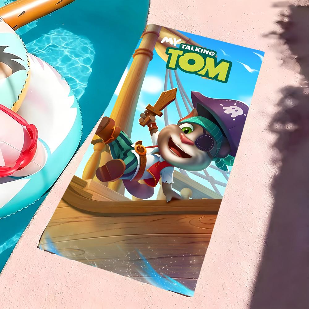 Полотенце Talking Tom & Friends, Микрофибра, Пляжное полотенце, Быстросохнущее, Без песка, Ультратонкое волокно, Супермягкое.