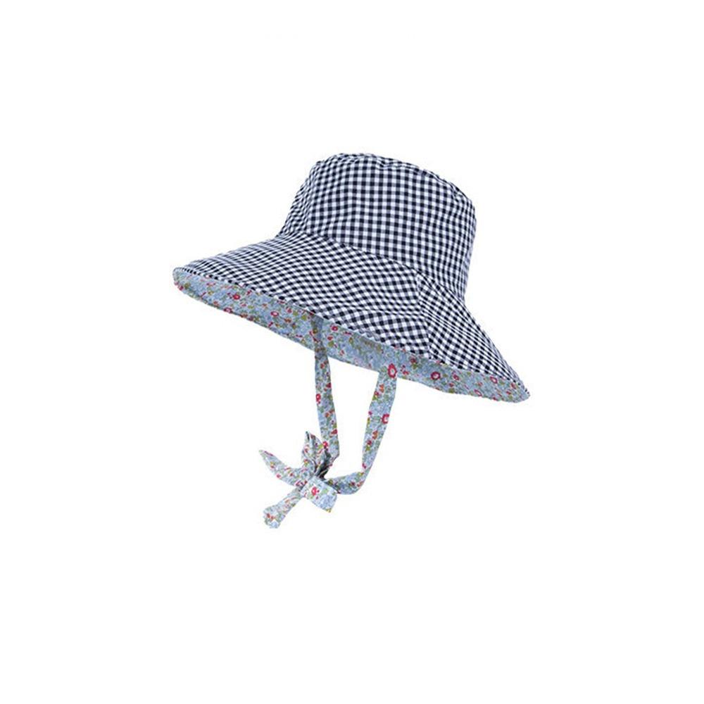 Sun Protection Drawstring Sun Hat Floral Heart Printed Bucket Hat Plaid Hiking Cap Mountaineering
