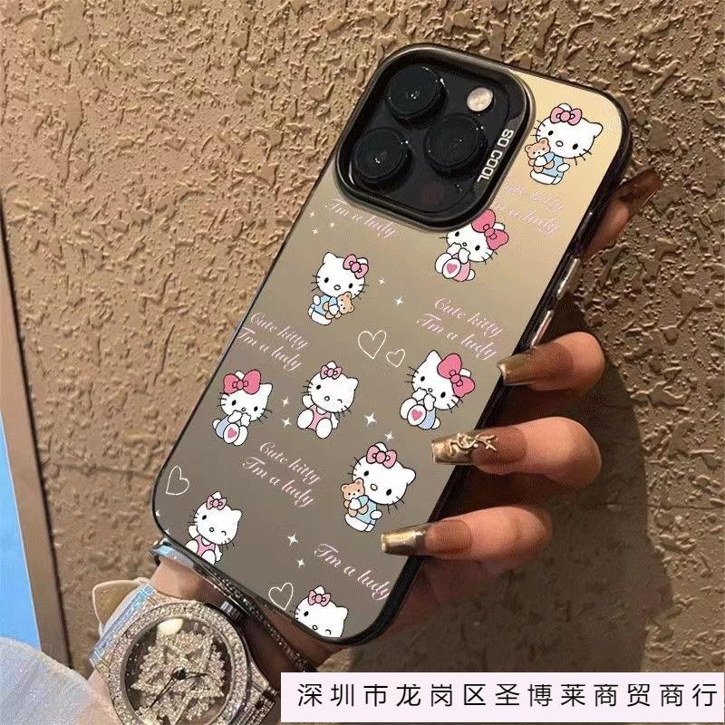 Чехол на весь экран KT cat Интернет-знаменитость Apple 12Promax для мобильного телефона iPhone11 мультяшный 14Pro/16 цветной серебристый 15Plus