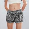 Pajama Shorts Women's Cute Baggy Style Elastic Low Plaid Boxer Bottoms Sexy Casual Summer Sleepwear