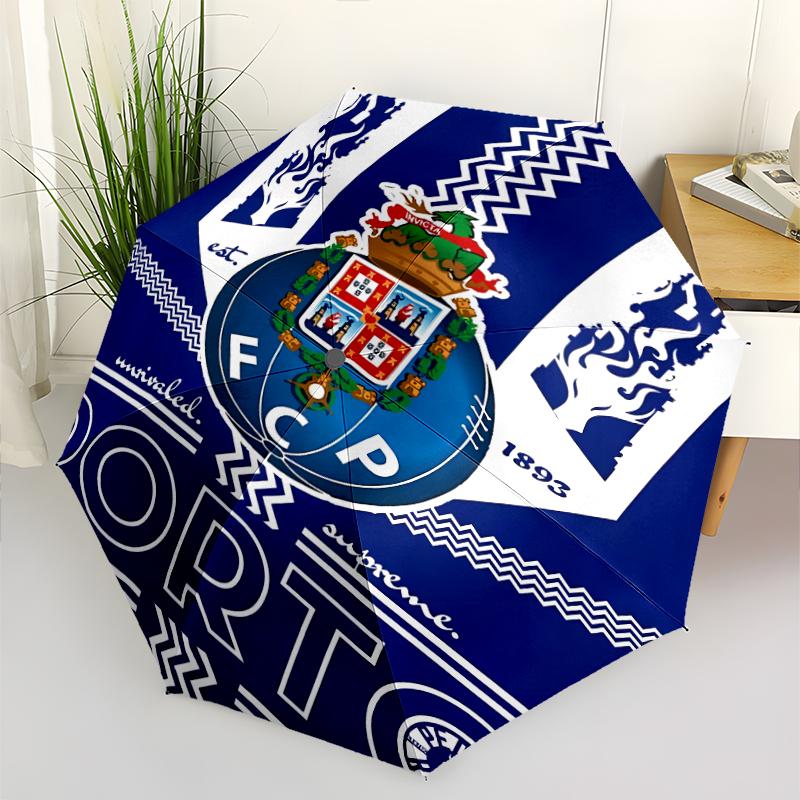 Автоматический зонт с принтом логотипа FC Porto, 8 спиц, железный каркас, пластиковая ручка, подходит для путешествий на открытом воздухе и на каждый день, идеальный подарок