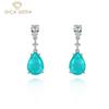 Paraiba Earrings 925 Sterling Silver 22.3mm Drop Earrings Unique Design Romantic Fine Jewelry Wedding Party Gifts New Trend