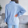 Women Autumn Winter Causal Turtleneck Long Sleeve Cutout Bottom Knit Sweater S-L