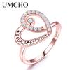 Umcho Zircon Rose Gold Color Heart-shaped Forever Love Heart Fashion Party Wedding Jewelry