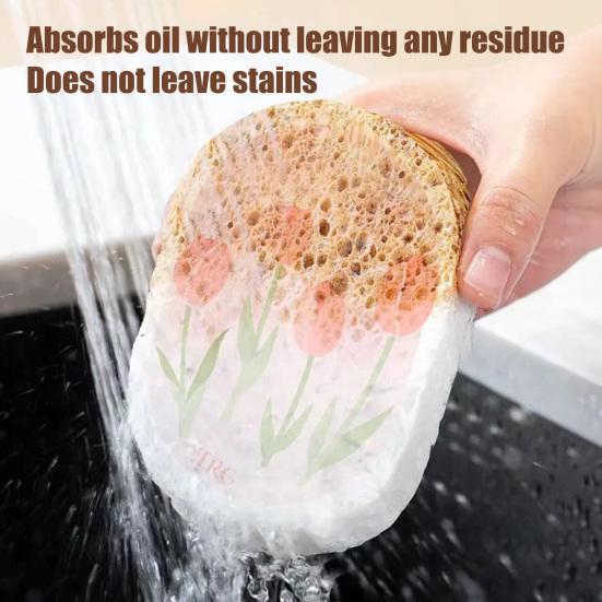 1/3 шт. Утолщенная губка из древесной целлюлозы с мультяшным рисунком, безопасная для детей, для мытья посуды, впитывающая масло, неабразивная губка для мытья кастрюль