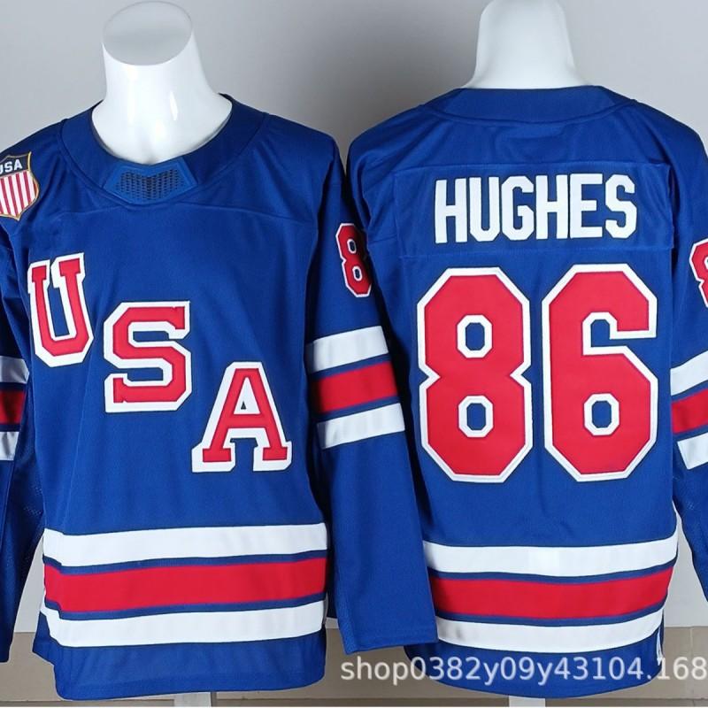 Mens Ice Hockey Jersey Custom Embroidered USA Team 7 19 21 86 Blue White Sportswear Sleeveless Performance Top