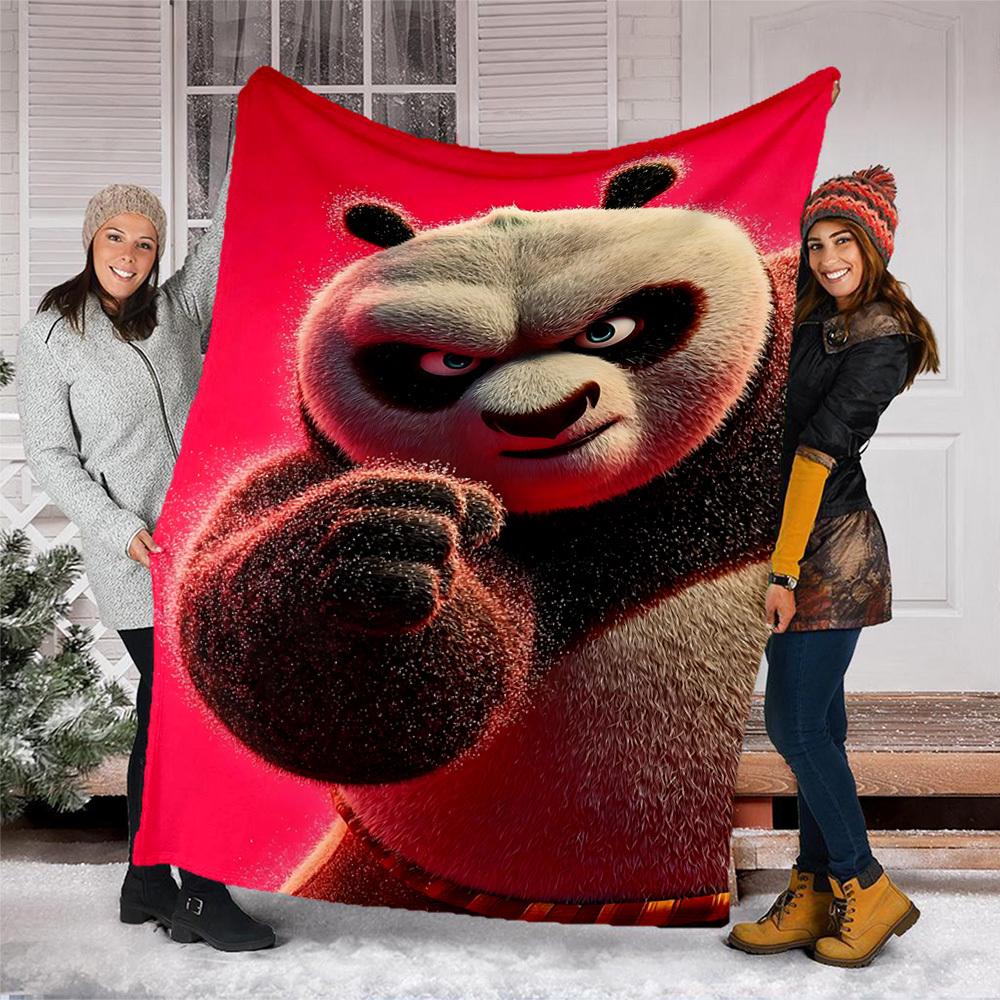 1pc KungFu Panda Outdoor Flannel Blanket, Soft,