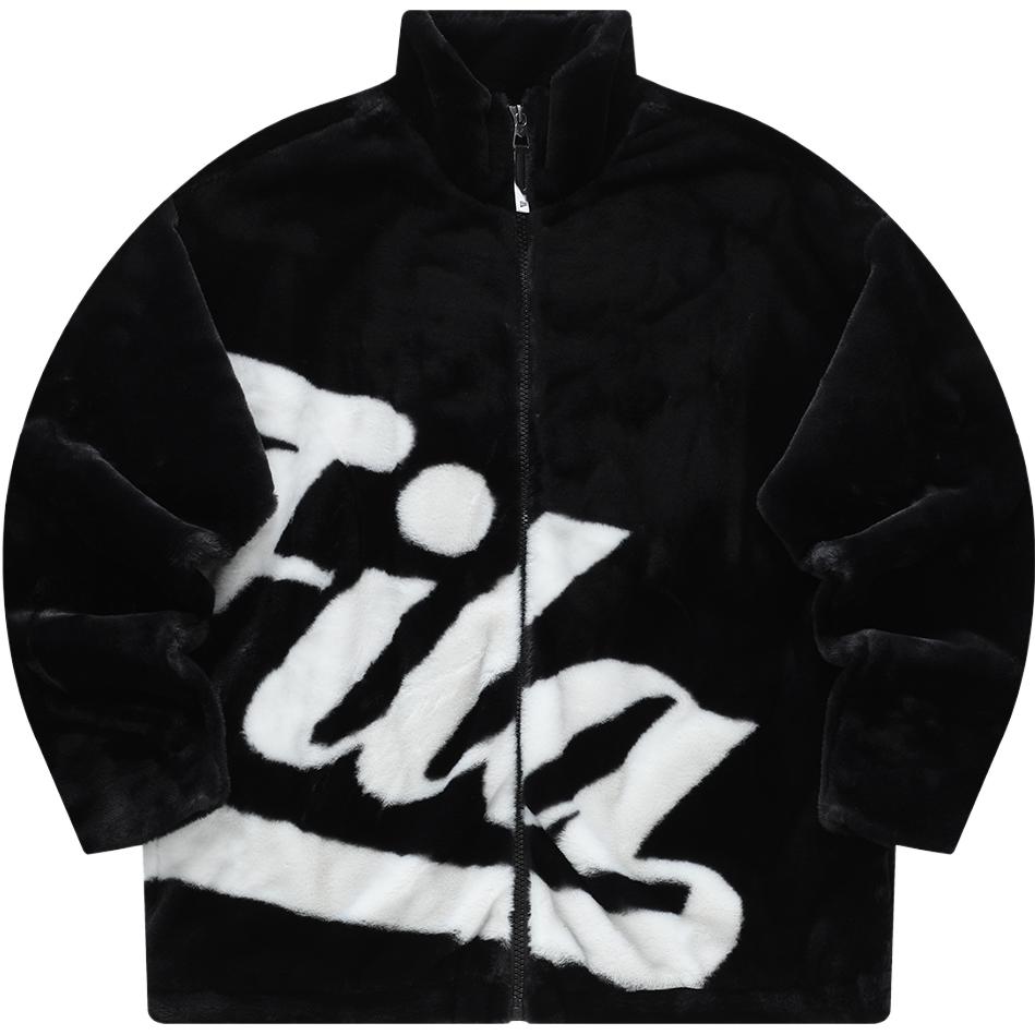 Fila Fusion Зимняя модная куртка 2023 года Ретро Цветовые блоки Теплый плюшевый свободный топ Мужские куртки Черный T11U342901F-BK
