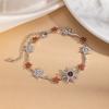 Sunflower Bracelet Women Copper Plated With Zircon Crystals Colorful Floral Design Lightweight Elegant Minimalist Jewelry