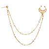 Women Nose Ring with Chain Ethnic Style Double Layer Lightweight Nose To Ear Chain for Wedding