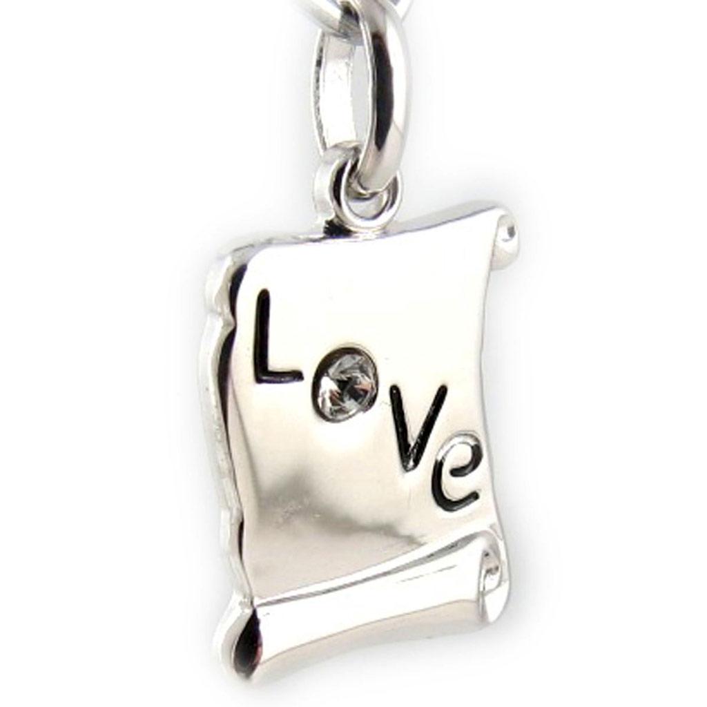 Altesse [L0127] - Silver Pendant 'Love' Parchment (rhodium-plated) - 11x14 Mm