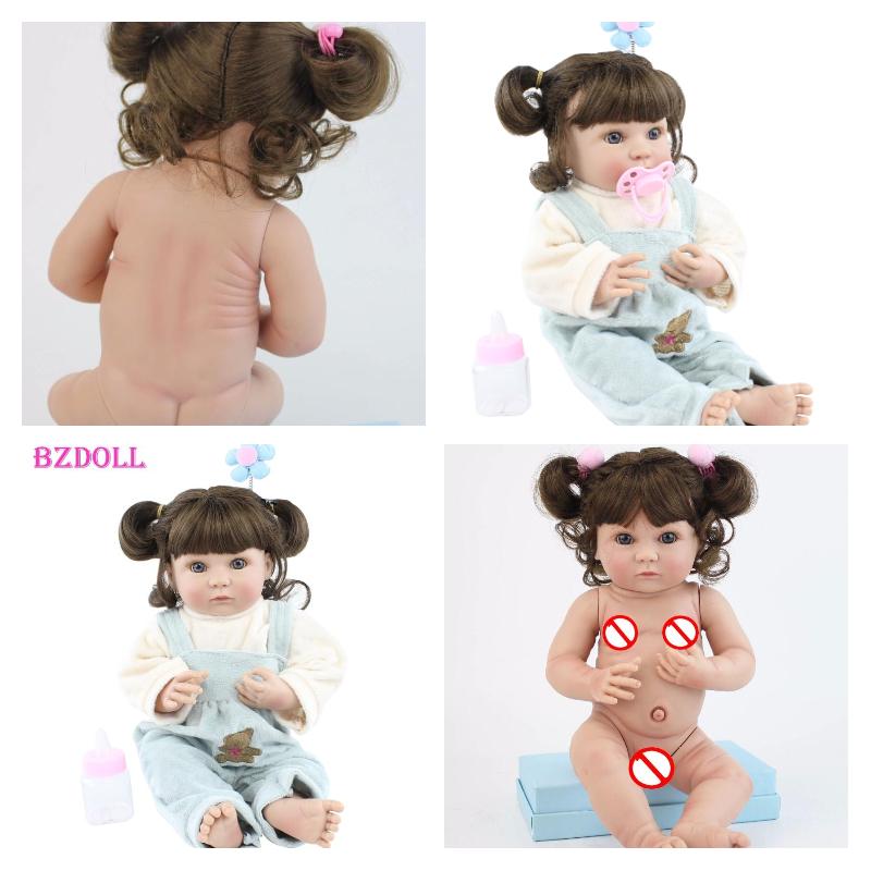 BZDOLL 40 см, полностью силиконовая кукла реборн для девочек, виниловая мини-игрушка для новорожденных Bebe Boneca, детское платье, игрушка для купания, подарок на день рождения