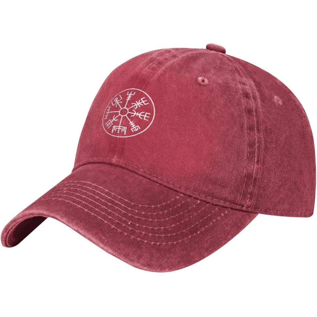 Nordic Vegvisir Compass Baseball Cap Washed Denim Dad Hat Adjustable Outdoor Golf Hat