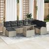 9-Piece Garden Sofa Set with Light Grey Cushions Poly Rattan 3357435