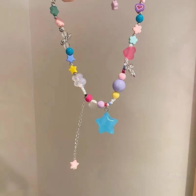 Богемные Винтажные Женские Красочные Ожерелья-Чокеры со Звездами из Бисера, Милые Эстетичные Массивные Ожерелья, Ювелирный Подарок