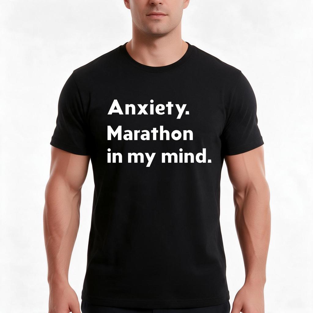 Anxiety Funny Tshirt Summer Casual Cotton Tee Oversized Streetwear Tops Vintage Graphic Print Loose Fit Short Sleeve