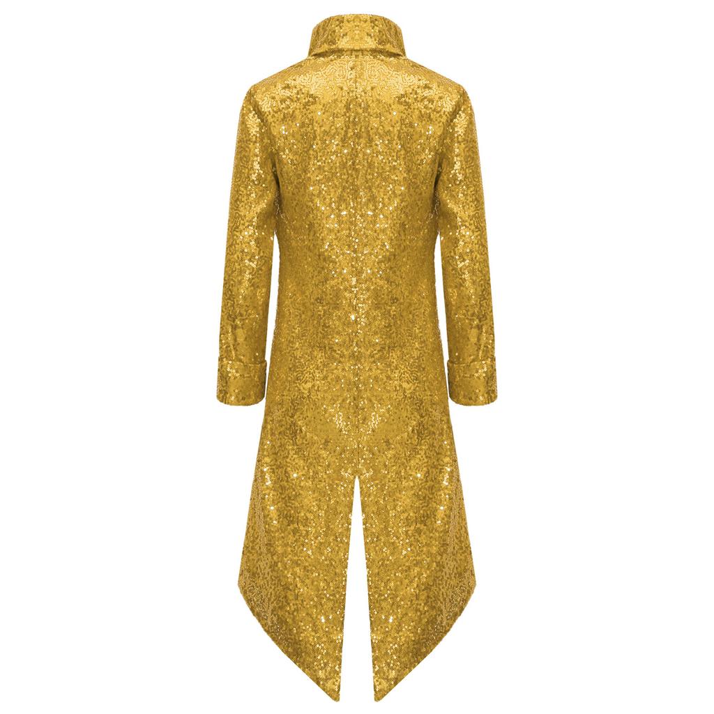 Boys Steampunk Tailcoat Gothic Victorian Long Coat Sequins Jacket Medieval Halloween Costume Frock Coat Outfit