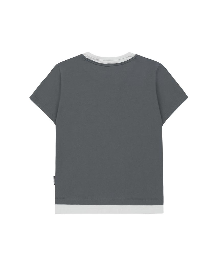 ODDSTUDIO Укороченная многослойная футболка-henley со звездой и графическим принтом - Светло-серый