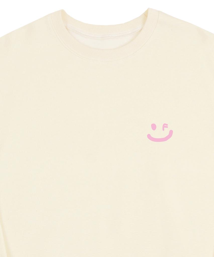 GRAVER [Unisex] Small Drawing Smile Sweatshirt_Cream/Pink Logo