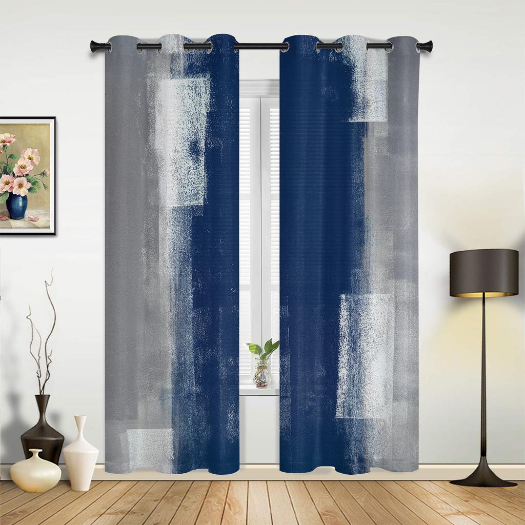 Orange Gray Abstract Oil Painting Texture Curtains for Bedroom Living Room Drapes Kitchen Kid's Room Window Curtain Home Decor