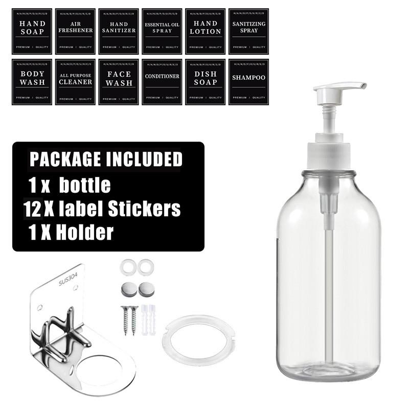 500 мл прозрачный флакон для лосьона многоразовый флакон с этикетками с настенными кронштейнами для флакона лосьона шампунь кондиционер