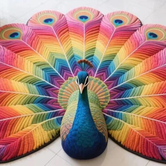 Коврик для пола «Павлин» 3D Реалистичный узор Коврик для ванной Быстросохнущий коврик для пола с противоскользящей основой для кухни, спальни, прихожей