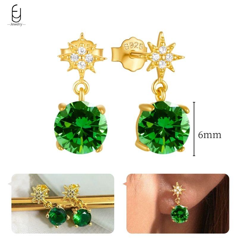 Серьги из стерлингового серебра 925 пробы с зеленым цирконом, золотые серьги-кольца в форме сердца для женщин, изящные пусеты, роскошные ювелирные изделия, подарки