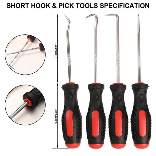 Picking Tool, Pick Tool, Pickup Tool, Precision Hook Set, 10-Piece Set with Storage Pocket, Easy To Carry, Long + Short Pick & Hook Tool, Oil Seal Rem