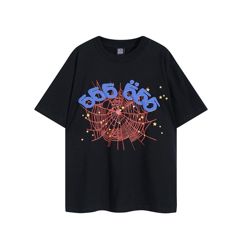Sp5der hip hop singer Young Thug same foam letter 555555 couple T-shirt Pink short sleeve tee