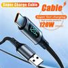 120 Вт Кабель 6 А Super Fast Charging Кабель USB-C Плетеная нейлоновая оплетка Со светодиодным цифровым дисплеем Для Samsung Xiaomi Huawei Дата-кабель Новый