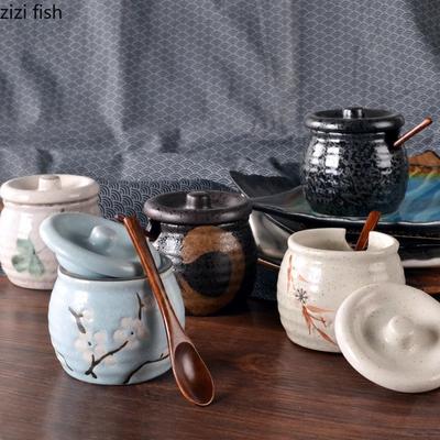 Керамическая банка для приправ в японском стиле, креативная бутылка для приправ, солонка, банка для перца, специй, банки для сахара, бытовые кухонные принадлежности