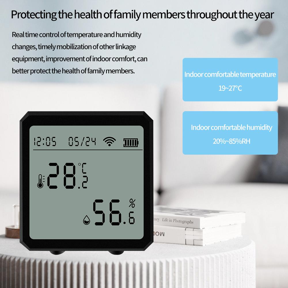 Zigbee WiFi Temperature and Humidity Sensor LCD Display Wireless Thermometer Hygrometer Work with Alexa Google