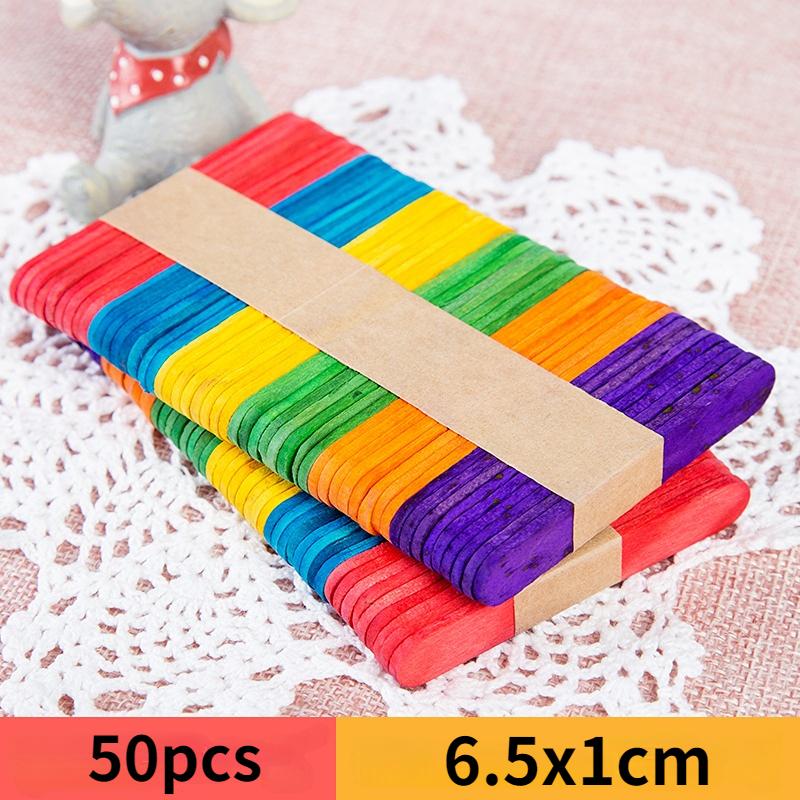 Художественные креативные 50 шт., деревянные палочки «сделай сам», ручные поделки, палочки для мороженого, красочные развивающие игрушки для детей, материал ручной работы, подарок для детей