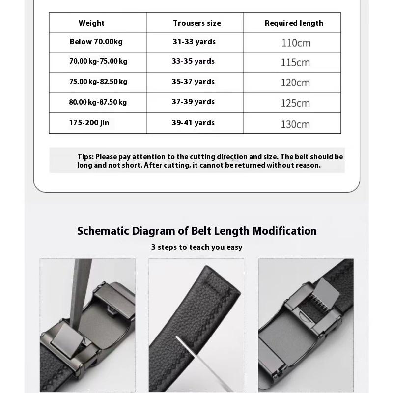 Men's Belt Automatic Buckle Genuine Leather Simple Casual Business All-match Men's Belt